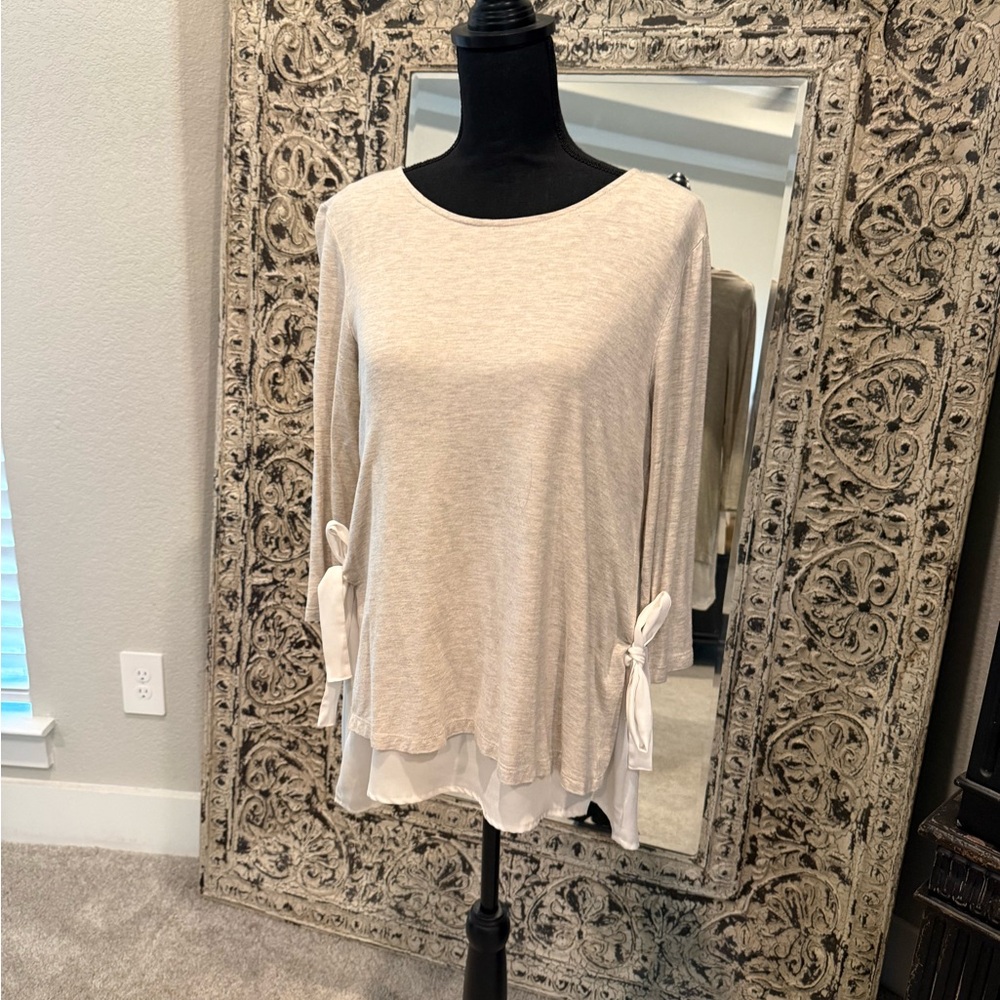 Kim & Cami Cream Blouse with Bow Details